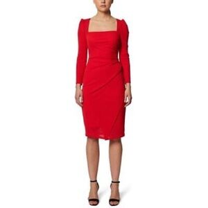 Laundry by Shelli Segal Women's Ruched Square Neck Knee Length Dress 14